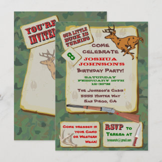 Camoflage Deer Jagd Geburtstagsparty Einladung