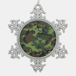 CAMOFLAUGE PATTERN SCHNEEFLOCKEN Zinn-Ornament