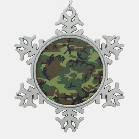 CAMOFLAUGE PATTERN SCHNEEFLOCKEN Zinn-Ornament (Vorderseite)