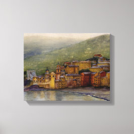 Camogli, Italien Aquarellmalerei umhüllt Leinwanddruck