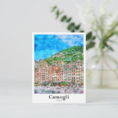 Camogli Italien Reisen Wasserfarben Hand gezogen Postkarte (Stehend Vorderseite)
