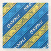 Camomile Tea Vibrant Yellow & Blue Celtic Stripes Glasuntersetzer (Vorderseite)