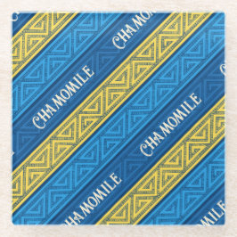 Camomile Tea Vibrant Yellow & Blue Celtic Stripes Glasuntersetzer