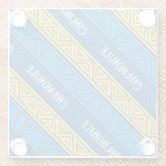 Camomile Tea Vibrant Yellow & Blue Celtic Stripes Glasuntersetzer (Rückseite)