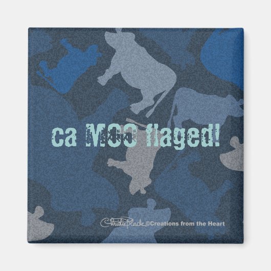 CaMOOflage Kuh-Collage in blau Magnet (Vorne)