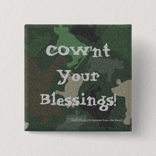 CaMOOflage Kuh Collage in grün Button (Vorderseite)