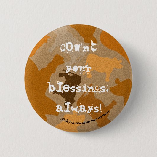 CaMOOflage Kuh Collage in Orange Button (Vorderseite)