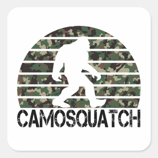 Camosquatch Funny Bigfoot Quadratischer Aufkleber (Vorderseite)