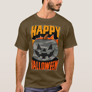 Camoue Camouflage Happy Halloween Party Kürbislate T-Shirt