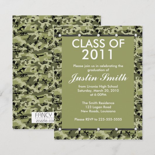 Camouflage-Abschluss Einladung (Vorne/Hinten)