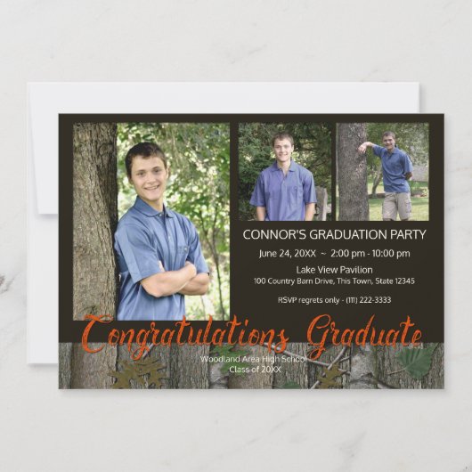 Camouflage Abschluss Foto Einladung (Vorderseite)