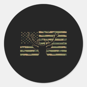 Camouflage American Flag Antlers Deer Cool Patriot Runder Aufkleber