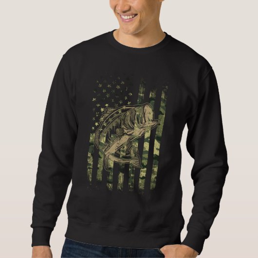 Camouflage American Flag Bass Fischen US Fischer Sweatshirt (Vorderseite)