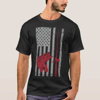 Camouflage American Flag Bass Fishing Gift USA Fla T-Shirt