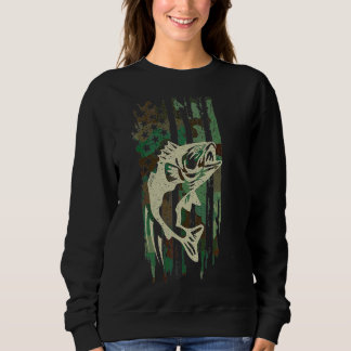 Camouflage American Flag Bass Fishing Sweatshirt