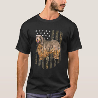 Camouflage American Flag Bergamasco Sheepdog 4. Ju T-Shirt