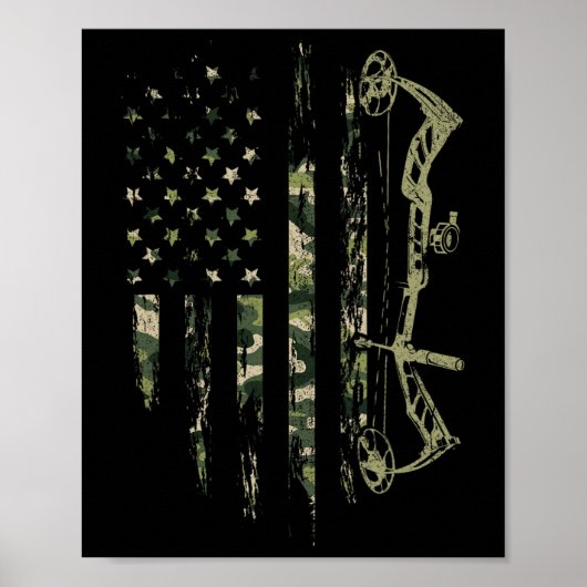 Camouflage American Flag Bowhunting Bow Archery De Poster (Vorne)