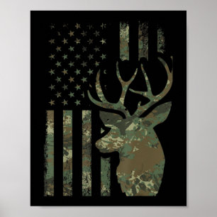 Camouflage American Flag Buck Jagd Geschenk für El Poster