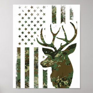 Camouflage American Flag Buck Jagd Geschenk für El Poster