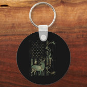 Camouflage American Flag Buck Jagd Männer Wiederbe Schlüsselanhänger (Vorderseite)