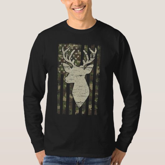 Camouflage American Flag Deer Hunting Deer T-Shirt (Vorderseite)