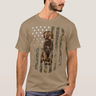 Camouflage American Flag Drahthaar Pointing Griffo T-Shirt