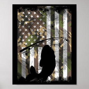 Camouflage American Flag Fischen Patriotische Fisc Poster