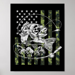 Camouflage American Flag Fishing Gips for Men Wom Poster