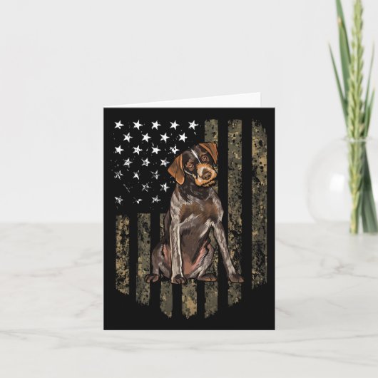 Camouflage American Flag German Drahthaar Pointer Karte (Vorderseite)