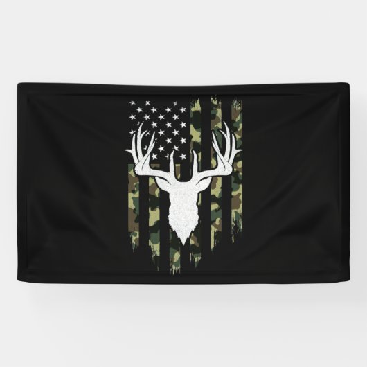 Camouflage American Flag Jagd auf Hirsche Banner (Horizontal)
