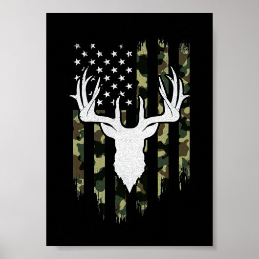 Camouflage American Flag Jagd auf Hirsche Poster (Vorne)