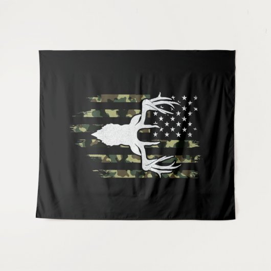 Camouflage American Flag Jagd auf Hirsche Wandteppich (Vorderseite (Horizontal))