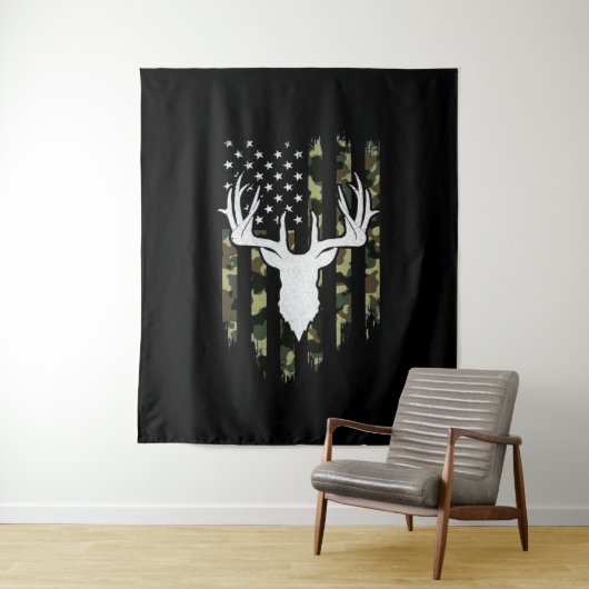 Camouflage American Flag Jagd auf Hirsche Wandteppich (Beispiel)