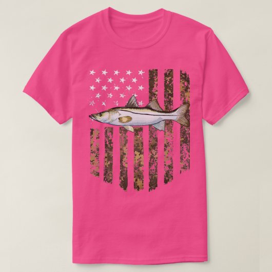 Camouflage American Flag Snook Fishing 4. Juli T-Shirt (Design vorne)