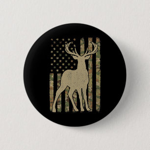 Camouflage American Flag Usa Hunter Deer Hunting E Button
