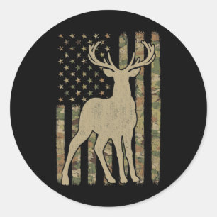 Camouflage American Flag Usa Hunter Deer Hunting E Runder Aufkleber