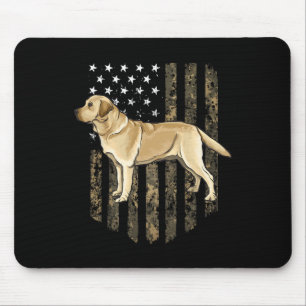 Camouflage American Flag Yellow Labrador Retriever Mousepad