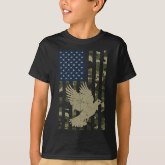 Camouflage American US Flag Camouflage Dove Hun Ja T-Shirt