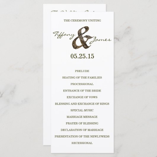 Camouflage Ampersand Hochzeitsprogramm Programm (Vorne/Hinten)