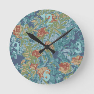 Camouflage and flowers runde wanduhr