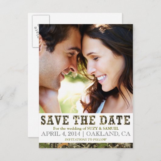 Camouflage Ankündigung Datum freihalten Postkarte (Vorne/Hinten)