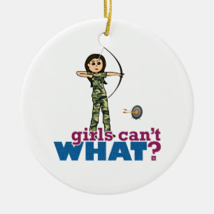 Camouflage Archery Girl - Licht Keramikornament