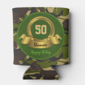 Camouflage Armee grün 50. Geburtstag / Jäger Party Dosenkühler (Rückseite)