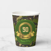 Camouflage Armee grün 50. Geburtstag / Jäger Party Pappbecher (Rückseite)
