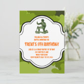 Camouflage Armeemann Jagd erwachsene Junge Zwillin Einladung (Stehend Vorderseite)