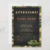 Camouflage Army Green Brown Geburtstag Einladung (Vorderseite)