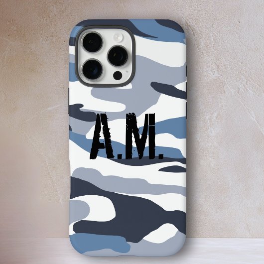Camouflage Army Monogram Blue Case-Mate iPhone Hülle
