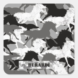 Camouflage Artic Black and White Camouflage Horse Quadratischer Aufkleber