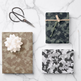 Camouflage Assorment 3-styles Digitale Camouflage Geschenkpapier Set