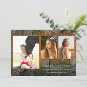 Camouflage aus Holz Süß 16 Foto Einladung (Stehend Vorderseite)